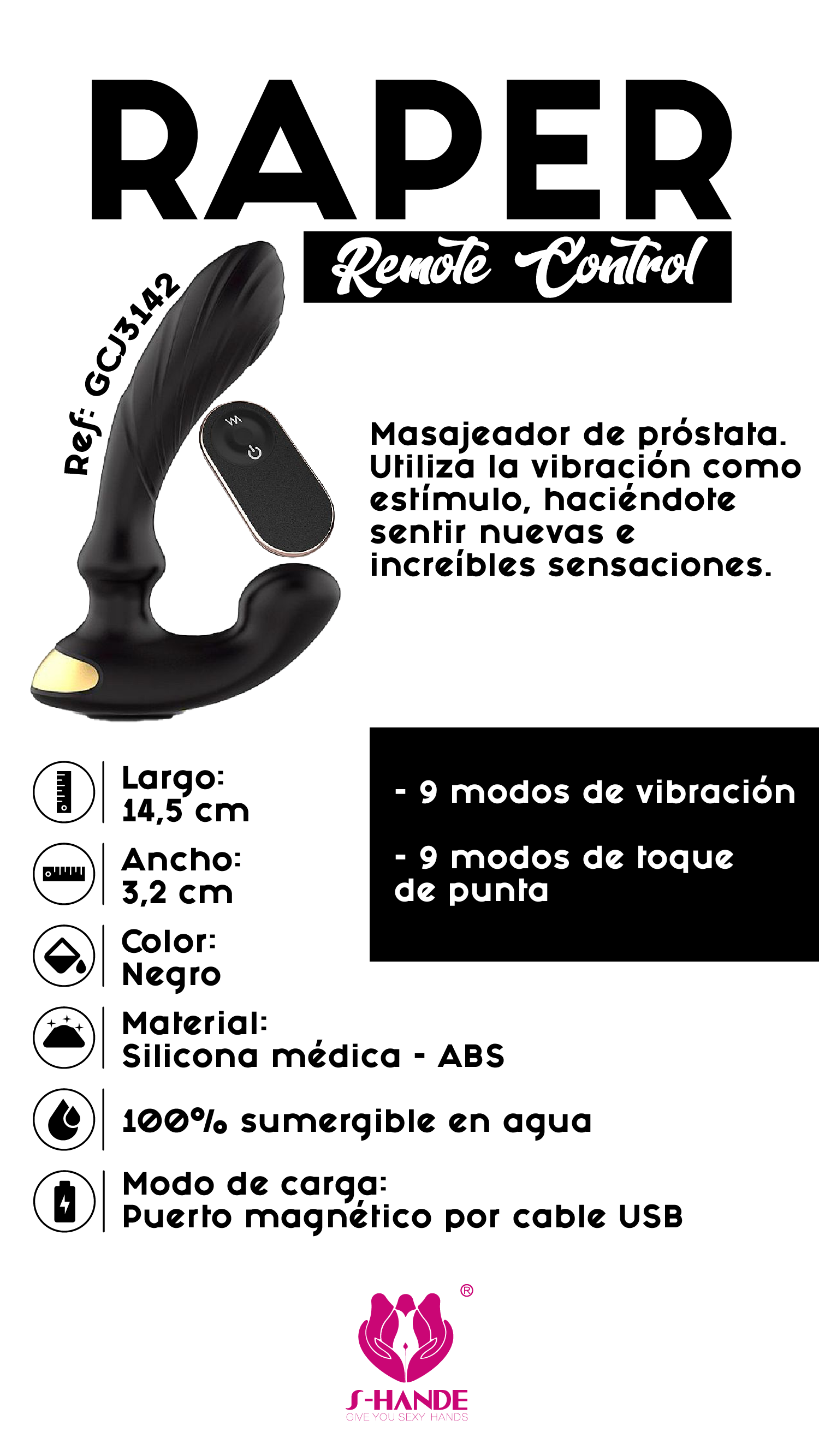 Masajeador de Próstata Raper Control Remoto